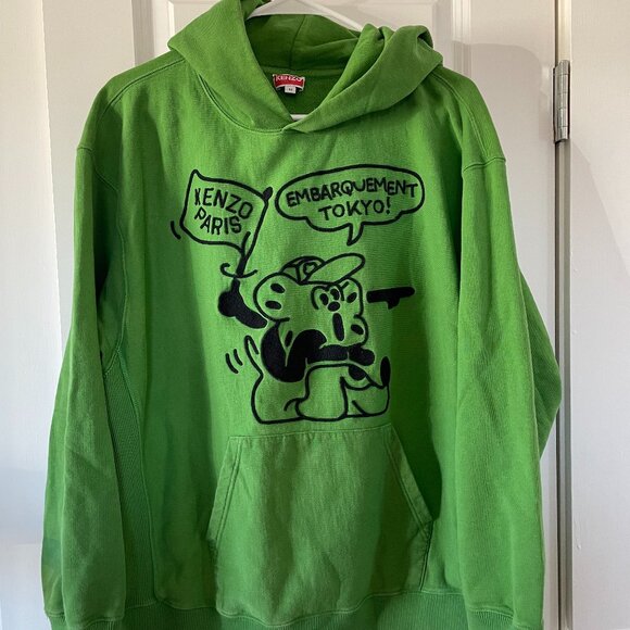 Kenzo Paris Rare Let's go to Paris Hoodie Size M Green - Picture 2 of 6